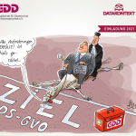 Karikatur des DAFTA-Plakats - kleine Ansicht